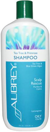 Scalp Rescue Shampoo, Tea Tree & Primrose, 16 fl oz (473 ml) by Aubrey Organics, 洗澡，美容，頭髮，頭皮，洗髮水 HK 香港
