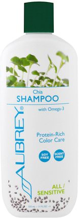 Shampoo, Color Care, All/Sensitive, Chia, 11 fl oz (325 ml) by Aubrey Organics, 洗澡，美容，頭髮，頭皮，洗髮水 HK 香港