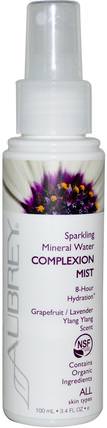 Sparkling Mineral Water Complexion Mist, Grapefruit/Lavender Ylang Ylang Scent, 3.4 fl oz (100 ml) by Aubrey Organics, 美容，面部調色劑，皮膚 HK 香港