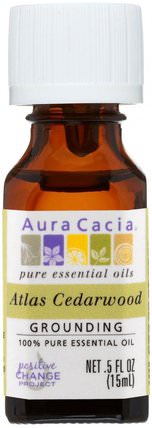 100% Pure Essential Oil, Atlas Cedarwood.5 fl oz (15 ml) by Aura Cacia, 沐浴，美容，香薰精油，雪松油 HK 香港