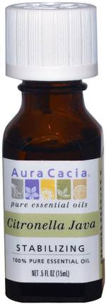 100% Pure Essential Oil, Citronella Java.5 fl oz (15 ml) by Aura Cacia, 沐浴，美容，香薰精油，香茅油 HK 香港