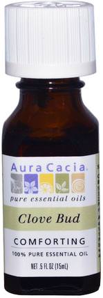 100% Pure Essential Oil, Clove Bud.5 fl oz (15 ml) by Aura Cacia, 沐浴，美容，香薰精油，丁香油 HK 香港