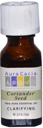 100% Pure Essential Oil, Coriander Seed, Clarifying.5 oz (15 ml) by Aura Cacia, 沐浴，美容，香薰精油 HK 香港