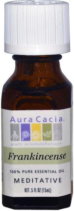 100% Pure Essential Oil, Frankincense, Meditative.5 fl oz (15 ml) by Aura Cacia, 沐浴，美容，香薰精油，乳香油 HK 香港