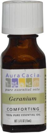 100% Pure Essential Oil, Geranium.5 fl oz (15 ml) by Aura Cacia, 沐浴，美容，香薰精油，天竺葵精油 HK 香港