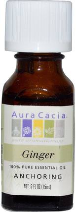 100% Pure Essential Oil, Ginger.5 fl oz (15 ml) by Aura Cacia, 沐浴，美容，香薰精油，薑油 HK 香港