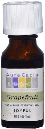 100% Pure Essential Oil, Grapefruit, 0.5 fl oz (15 ml) by Aura Cacia, 沐浴，美容，香薰精油，葡萄柚精油 HK 香港