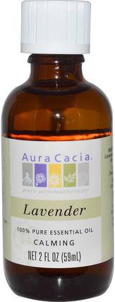 100% Pure Essential Oil, Lavender, 2 fl oz (59 ml) by Aura Cacia, 沐浴，美容，香薰精油，薰衣草精油 HK 香港