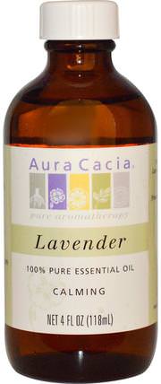100% Pure Essential Oil, Lavender, 4 fl oz (118 ml) by Aura Cacia, 沐浴，美容，香薰精油，薰衣草精油 HK 香港