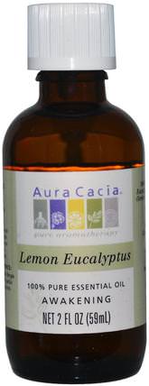 100% Pure Essential Oil, Lemon Eucalyptus, 2 fl oz (59 ml) by Aura Cacia, 沐浴，美容，香薰精油，檸檬油，桉樹油 HK 香港