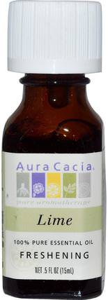 100% Pure Essential Oil, Lime.5 fl oz (15 ml) by Aura Cacia, 沐浴，美容，香薰精油，石灰油 HK 香港