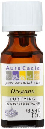 100% Pure Essential Oil, Oregano, Purifying.5 fl oz (15 ml) by Aura Cacia, 補充劑，牛至油，牛至油液，沐浴，美容，香薰精油 HK 香港