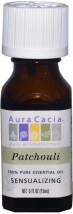 100% Pure Essential Oil, Patchouli.5 fl oz (15 ml) by Aura Cacia, 沐浴，美容，香薰精油，廣藿香油 HK 香港