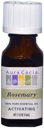 100% Pure Essential Oil, Rosemary.5 fl oz (15 ml) by Aura Cacia, 沐浴，美容，香薰精油，迷迭香精油 HK 香港
