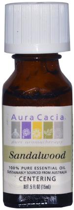 100% Pure Essential Oil, Sandalwood.5 fl oz (15 ml) by Aura Cacia, 沐浴，美容，香薰精油，檀香精油 HK 香港