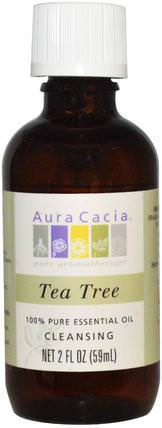 100% Pure Essential Oil, Tea Tree, 2 fl oz (59 ml) by Aura Cacia, 沐浴，美容，香薰精油，茶樹精油 HK 香港