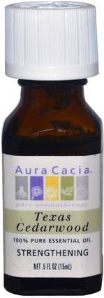 100% Pure Essential Oil, Texas Cedarwood.5 fl oz (15 ml) by Aura Cacia, 沐浴，美容，香薰精油，雪松油 HK 香港