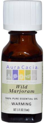 100% Pure Essential Oil, Wild Marjoram.5 fl oz (15 ml) by Aura Cacia, 沐浴，美容，香薰精油，馬鬱蘭油 HK 香港