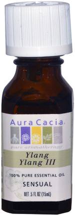100% Pure Essential Oil, Ylang Ylang III, Sensual.5 fl oz (15 ml) by Aura Cacia, 沐浴，美容，香薰精油，依蘭依蘭油 HK 香港