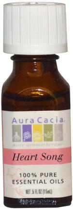 100% Pure Essential Oils, Heart Song.5 fl oz (15 ml) by Aura Cacia, 沐浴，美容，香薰精油 HK 香港