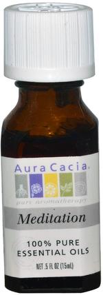 100% Pure Essential Oils, Meditation, 0.5 fl oz (15 ml) by Aura Cacia, 沐浴，美容，香薰精油 HK 香港