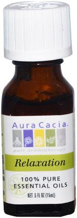 100% Pure Essential Oils, Relaxation.5 fl oz (15 ml) by Aura Cacia, 沐浴，美容，香薰精油 HK 香港