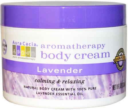 Aromatherapy Body Cream, Lavender, 8 fl oz (236 ml) by Aura Cacia, 洗澡，美容，潤膚露，身體護理 HK 香港
