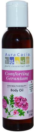 Aromatherapy Body Oil, Comforting Geranium, 4 fl oz (118 ml) by Aura Cacia, 健康，皮膚，按摩油，身體護理油 HK 香港