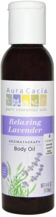 Aromatherapy Body Oil, Relaxing Lavender, 4 fl oz (118 ml) by Aura Cacia, 健康，皮膚，按摩油 HK 香港