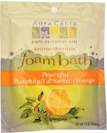 Aromatherapy Foam Bath, Peaceful Patchouli & Sweet Orange, 2.5 oz (70.9 g) by Aura Cacia, 洗澡，美容，浴鹽 HK 香港