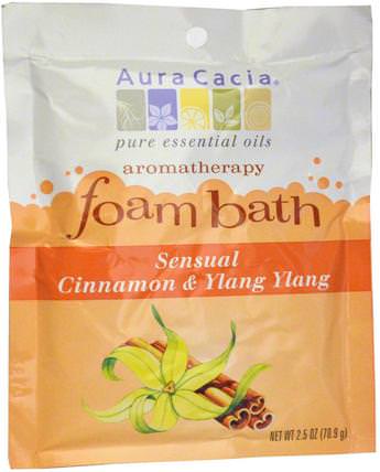 Aromatherapy Foam Bath, Sensual Cinnamon & Ylang Ylang, 2.5 oz (70.9 g) by Aura Cacia, 洗澡，美容，浴鹽 HK 香港