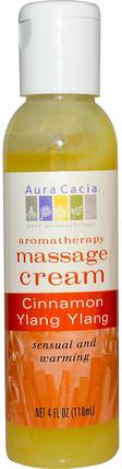 Aromatherapy Massage Cream, Sensual Cinnamon & Ylang Ylang, 4 fl oz (118 ml) by Aura Cacia, 健康，皮膚，按摩油 HK 香港