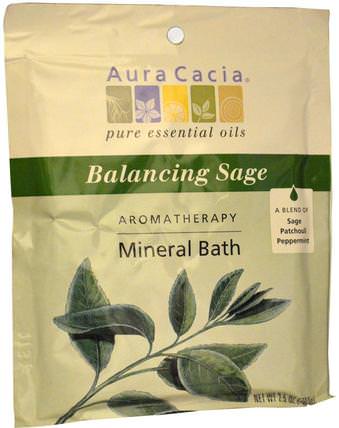 Aromatherapy Mineral Bath, Balancing Sage, 2.5 oz (70.9 g) by Aura Cacia, 洗澡，美容，浴鹽 HK 香港