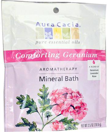 Aromatherapy Mineral Bath, Comforting Geranium, 2.5 oz (70.9 g) by Aura Cacia, 洗澡，美容，浴鹽 HK 香港