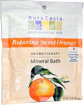 Aromatherapy Mineral Bath, Relaxing Sweet Orange, 2.5 oz (70.9 g) by Aura Cacia, 洗澡，美容，浴鹽 HK 香港