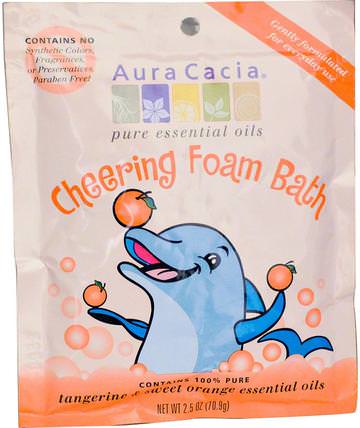 Cheering Foam Bath, Tangerine & Sweet Orange, 2.5 oz (70.9 g) by Aura Cacia, 洗澡，美容，沐浴鹽，兒童洗澡 HK 香港