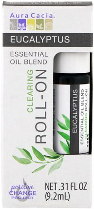 Essential Oil Blend, Clearing Roll-On, Eucalyptus.31 fl oz (9.2 ml) by Aura Cacia, 健康，皮膚，按摩油 HK 香港
