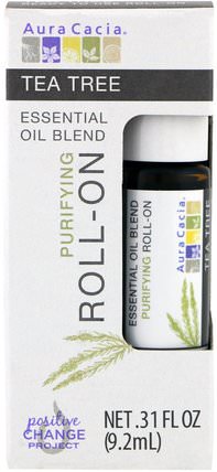 Essential Oil Blend, Purifying Roll-On, Tea Tree.31 fl oz (9.2 ml) by Aura Cacia, 健康，皮膚，按摩油 HK 香港