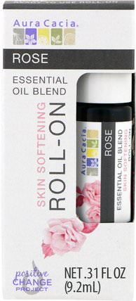 Essential Oil Blend, Skin Softening Roll-On, Rose.31 fl oz (9.2 ml) by Aura Cacia, 健康，皮膚，按摩油 HK 香港