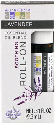 Essential Oil Blend, Soothing Roll-On, Lavender.31 fl oz (9.2 ml) by Aura Cacia, 健康，皮膚，按摩油 HK 香港