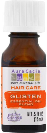 Hair Care, Essential Oil Blend, Glisten.5 fl oz (15 ml) by Aura Cacia, 洗澡，美容，頭髮，頭皮，香薰精油 HK 香港
