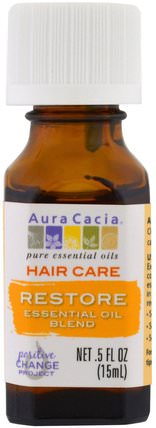 Hair Care, Essential Oil Blend, Restore.5 fl oz (15 ml) by Aura Cacia, 洗澡，美容，頭髮，頭皮，香薰精油 HK 香港
