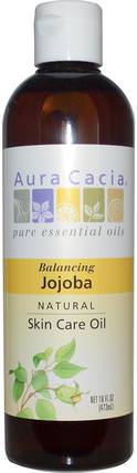 Natural Skin Care Oil, Balancing Jojoba, 16 fl oz (473 ml) by Aura Cacia, 健康，皮膚，荷荷巴油，按摩油 HK 香港