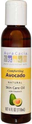 Natural Skin Care Oil, Comforting Avocado, 4 fl oz (118 ml) by Aura Cacia, 健康，皮膚，鱷梨油，按摩油 HK 香港