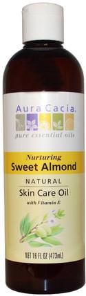 Natural Skin Care Oil, Nurturing Sweet Almond, 16 fl oz (473 ml) by Aura Cacia, 健康，皮膚，杏仁油外用，按摩油 HK 香港