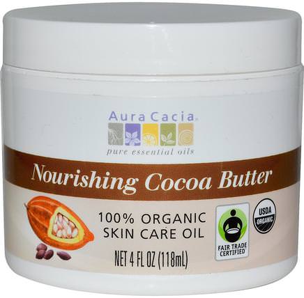 Nourishing Cocoa Butter, 4 fl oz (118 ml) by Aura Cacia, 沐浴，美容，潤膚露，皮膚，可可脂 HK 香港