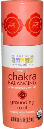 Organic Chakra Balancing Aromatherapy Roll-On, Grounding Root, 0.31 fl oz (9.2 ml) by Aura Cacia, 洗澡，美容，香水噴霧 HK 香港