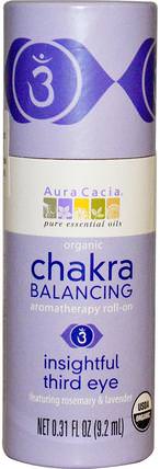 Organic Chakra Balancing Aromatherapy Roll-On, Insightful Third Eye, 0.31 fl oz (9.2 ml) by Aura Cacia, 洗澡，美容，香水噴霧 HK 香港