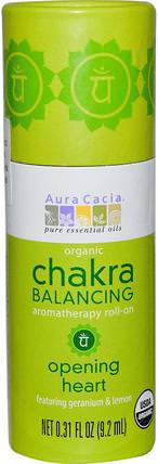 Organic Chakra Balancing Aromatherapy Roll-On, Opening Heart, 0.31 fl oz (9.2 ml) by Aura Cacia, 洗澡，美容，香水噴霧 HK 香港
