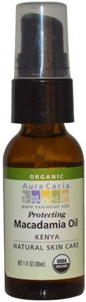 Organic Natural Skin Care, Macadamia Oil, 1 fl oz (30 ml) by Aura Cacia, 健康，皮膚，按摩油 HK 香港
